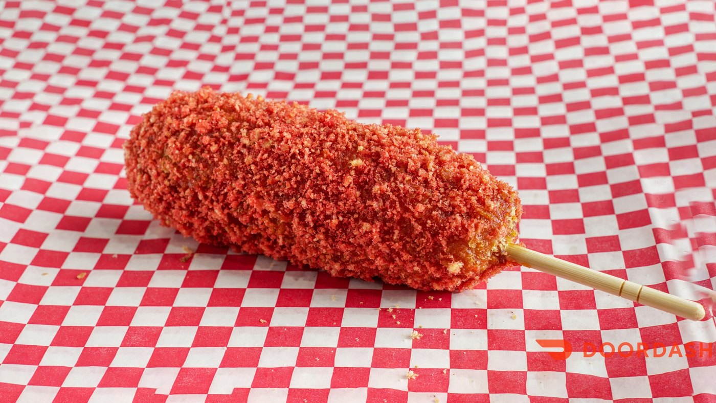 Spicy K-Dog with a Cheeto crust